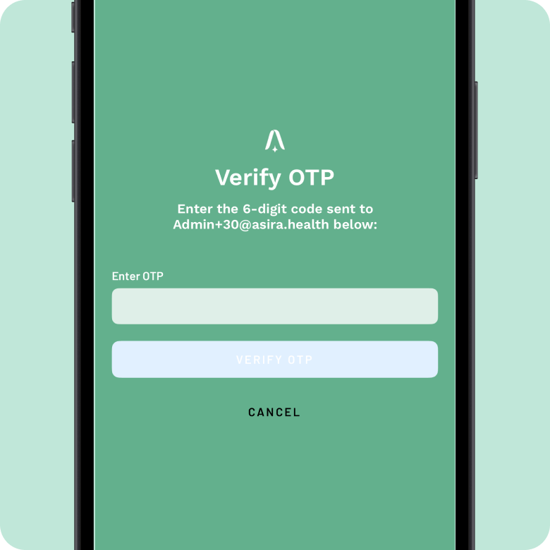 Asira Optician App - OTP based sign in